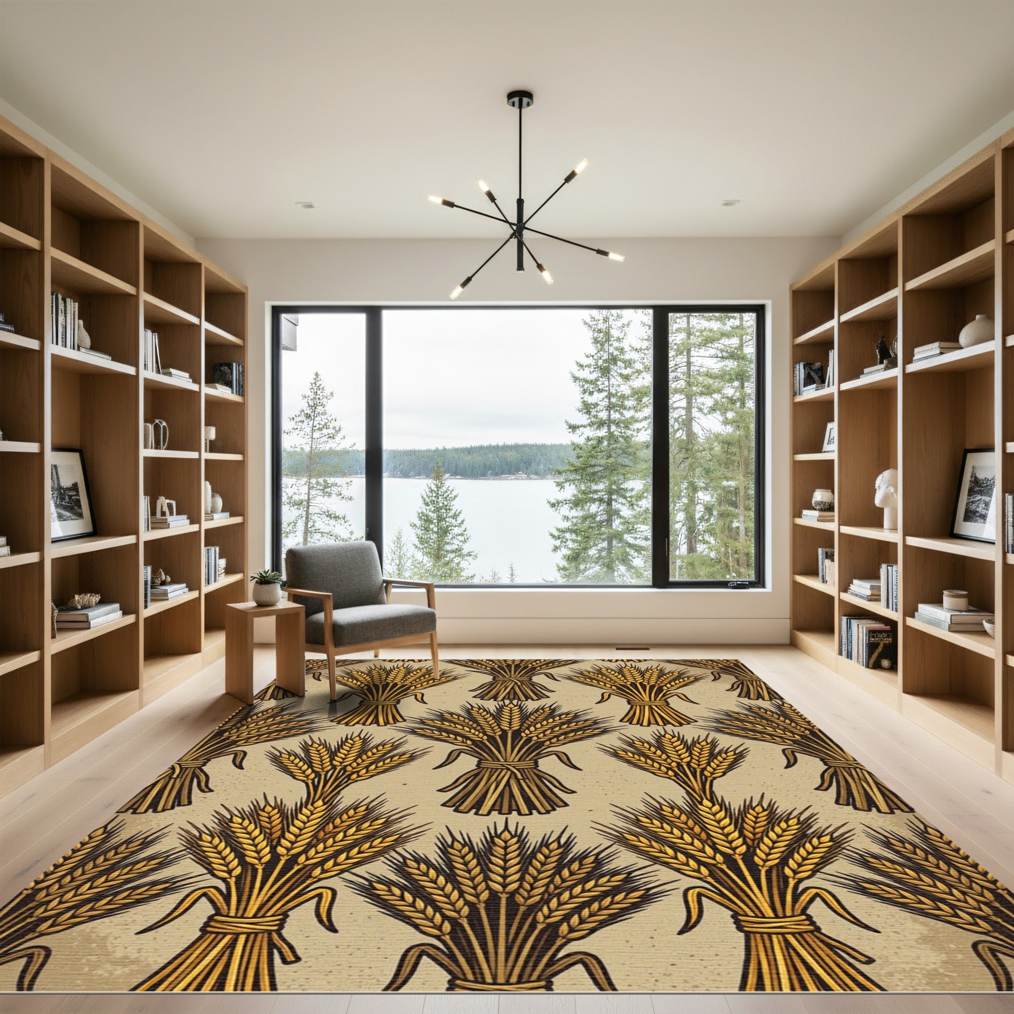 Golden Harvest Wheat Sheaf Wallpaper Rug