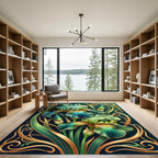 Emerald Iris Floral Art Nouveau Rug