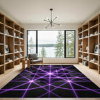 Electric Violet Geometric Laser Grid Rug