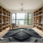 Monochrome Geometric Staircase Ascending Rug