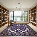 Ornate Purple Floral Medallion Rug