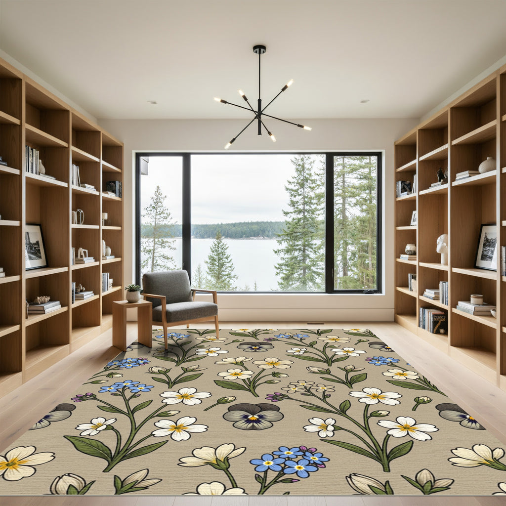 Delicate Botanical Garden Floral Medley Rug