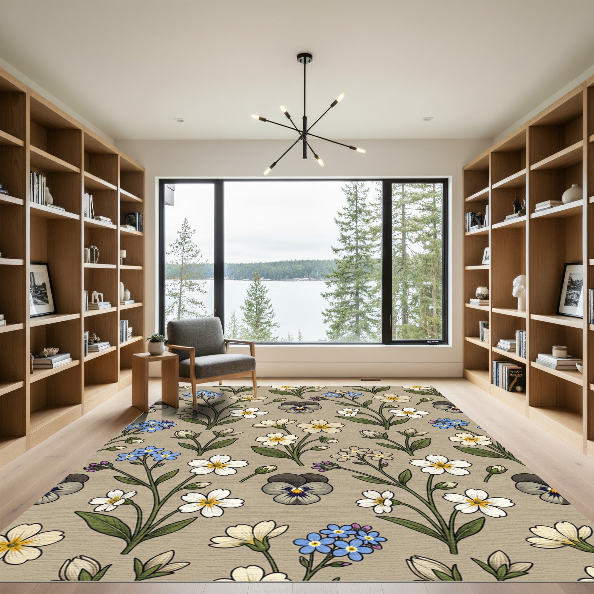 Delicate Botanical Garden Floral Medley Rug
