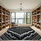 Monochrome Diamond Tribal Stripes Rug