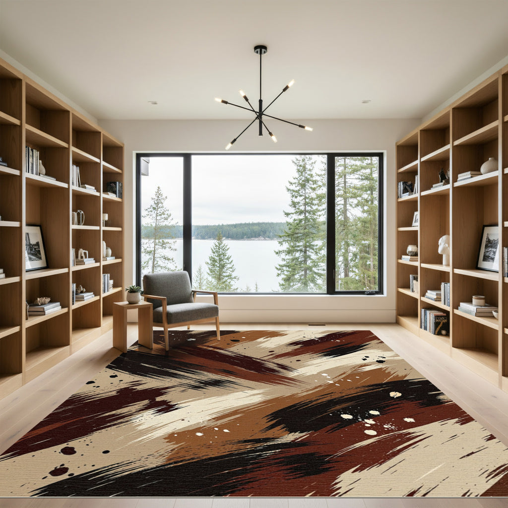 Earthy Tones Brushstroke Splatter Rug