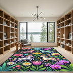 Whimsical Enchanted Unicorn Floral Garden Rug