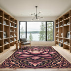 Elegant Blush Pink Lotus Mandala Rug