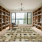 Natural Woven Texture Interlocking Bars Rug