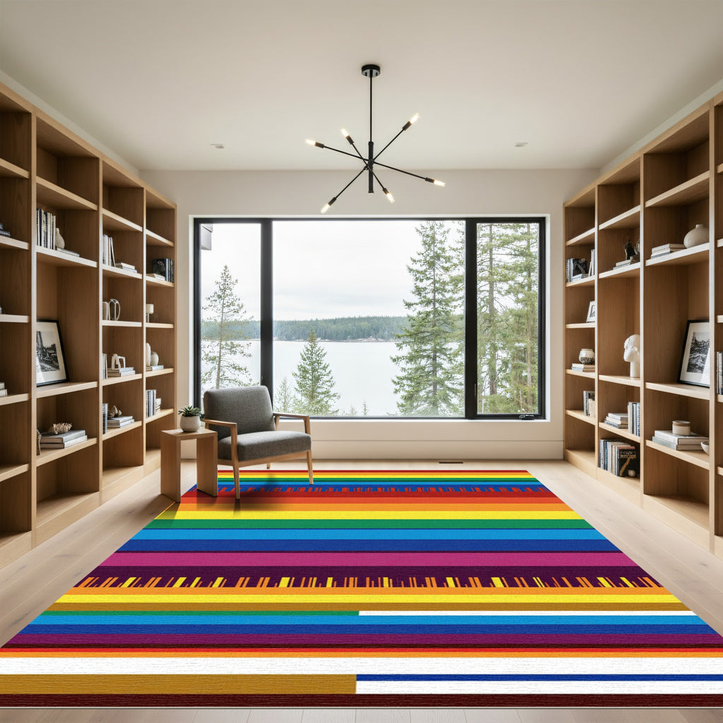 Rainbow Stripe Composition Art Rug