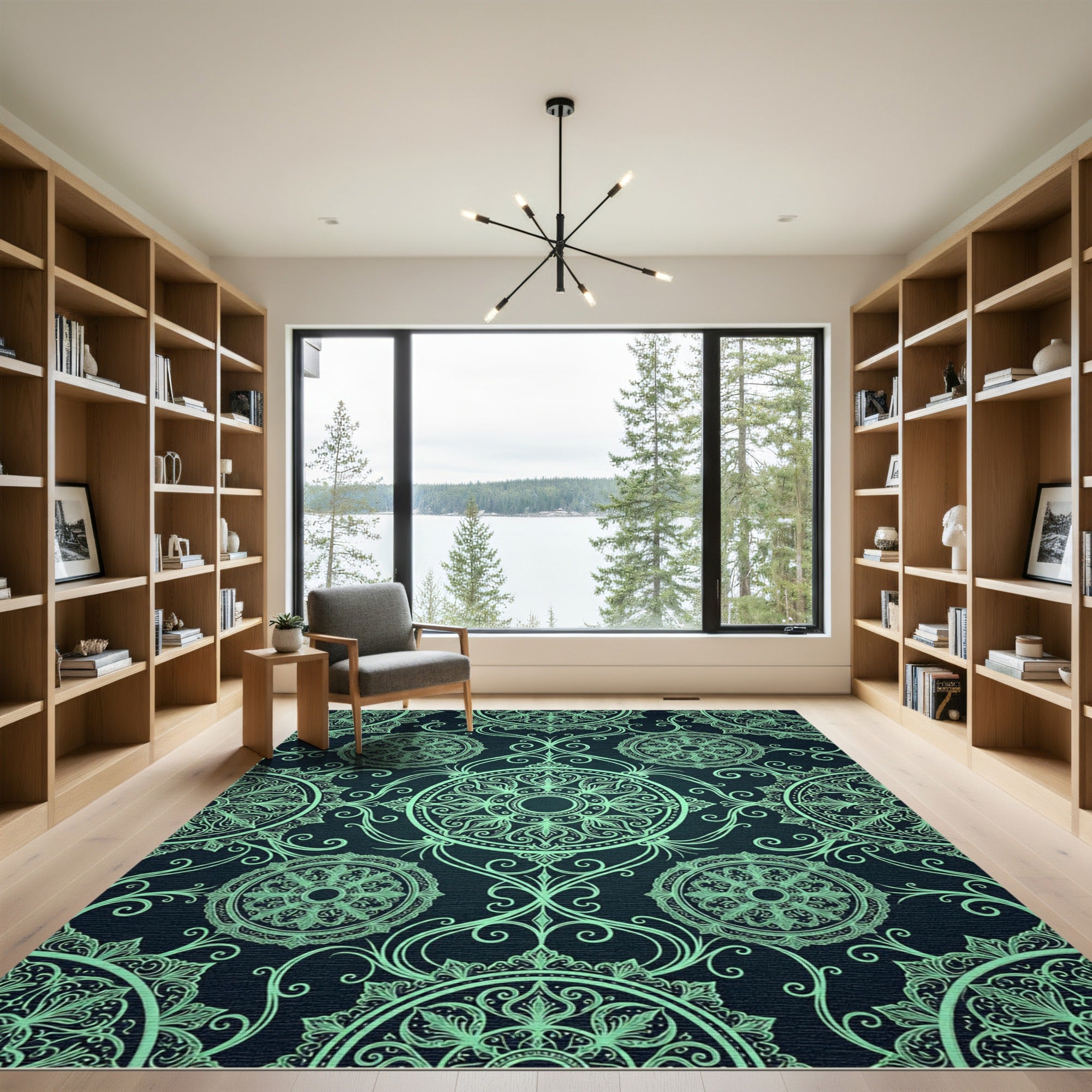 Mint Green Ornamental Medallion Rug