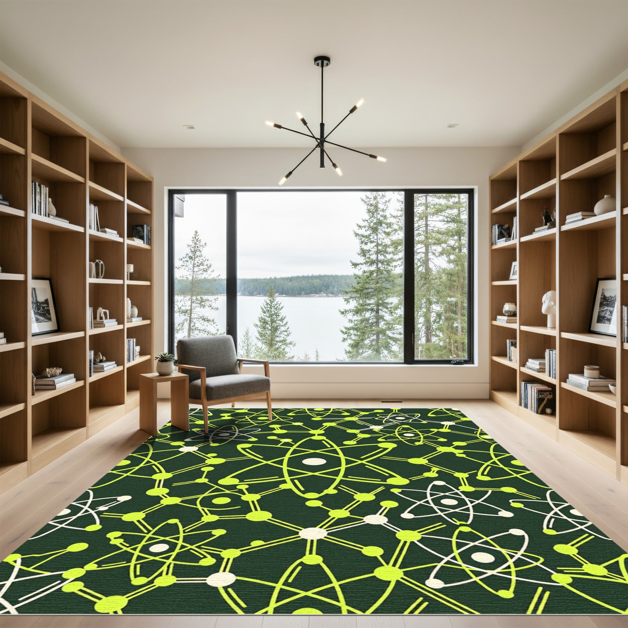 Atomic Structure Lime Green Rug