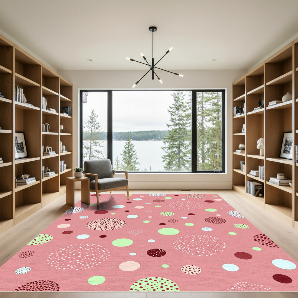 Pink Coral Polka Dot Scatter Rug