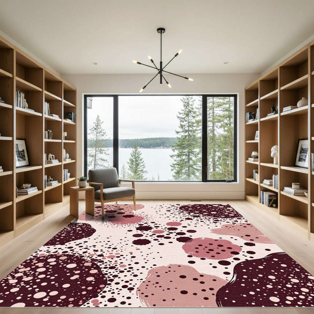 Dusky Pink and Burgundy Scatter Dot Rug