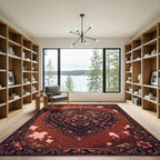 Elegant Copper Floral Heart Art Rug