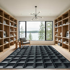 Minimalist Charcoal Square Grid Texture Rug