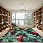 Tropical Palm Frond Foliage Burst Rug