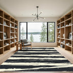 Modern Monochrome Abstract Jagged Stripe Rug