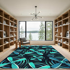 Teal Propeller Swirl Repeat Rug