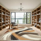 Abstract Earthy Swirl Brushstroke Rug