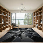 Monochrome Shattered Glass Geometric Abstract Rug