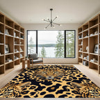Bold Golden Leopard Spotted Animal Rug