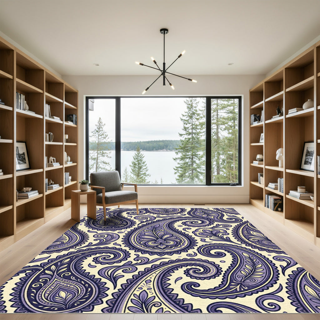 Violet Paisley Floral Swirl Rug