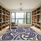 Violet Paisley Floral Swirl Rug