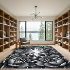 Monochromatic Floral Swirl Arrangement Rug