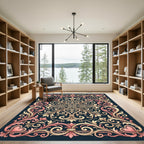 Ornate Gold Pink Scroll Heart Garland Rug