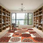 Ornate Coral Sunburst Mandala Arrangement Rug