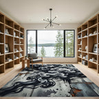 Monochromatic Gray Smoke Swirl Rug