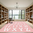 White Alphabet Typography Composition Rug
