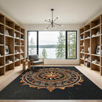 Golden Aztec Sun Celestial Medallion Rug