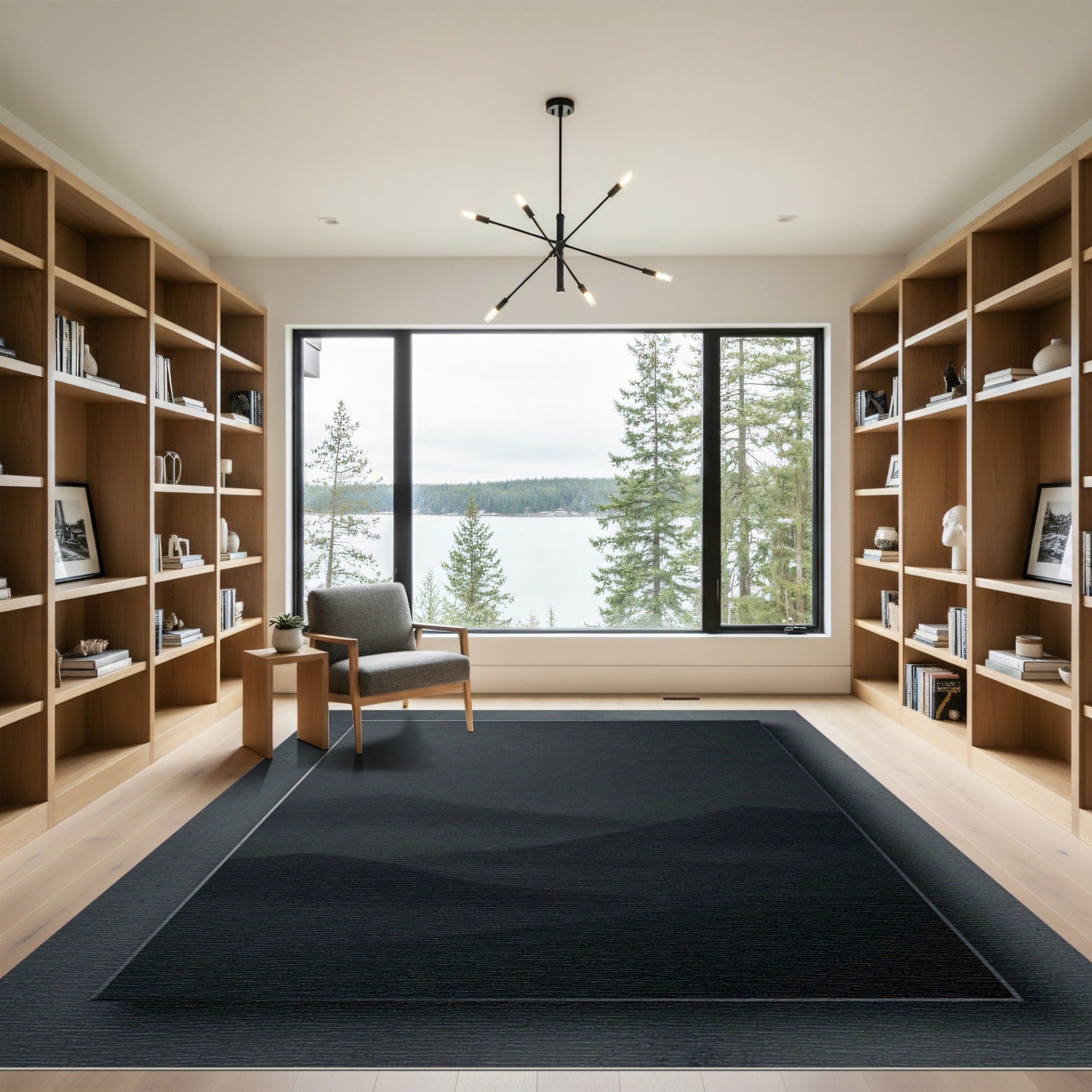 Dark Misty Mountain Landscape Runner Rug
