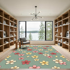 Pink Yellow Floral Scatter Rug