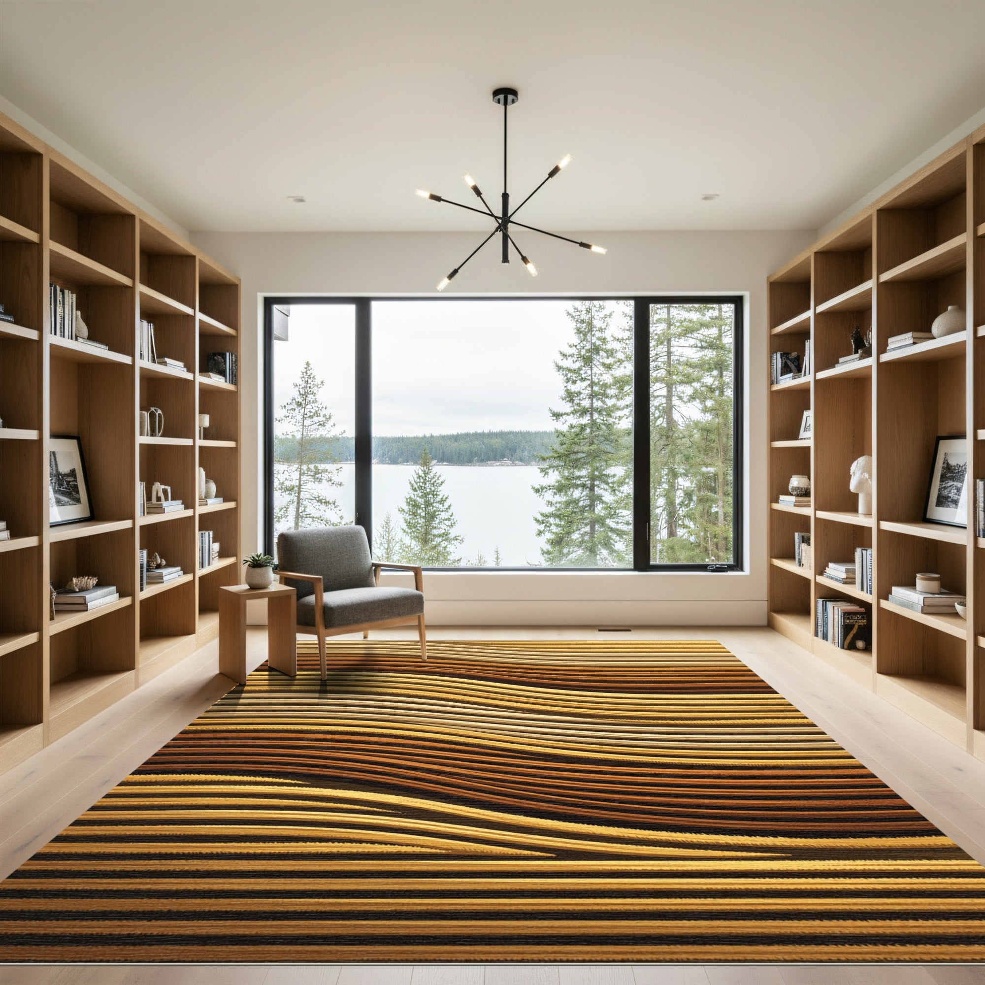 Golden Amber Wavy Stripe Rug