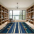Modern Navy and Cream Vertical Stripe Rug