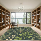 Sage Green Botanical Herb Garden Rug