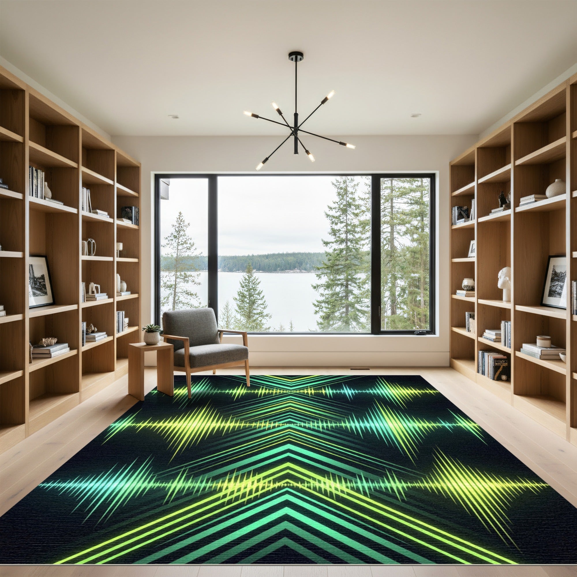 Neon Lime Sonic Chevron Modern Art Rug