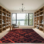 Crimson Interlocking Diamond Lattice Rug