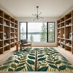 Lush Green Botanical Pine Forest Meadow Rug