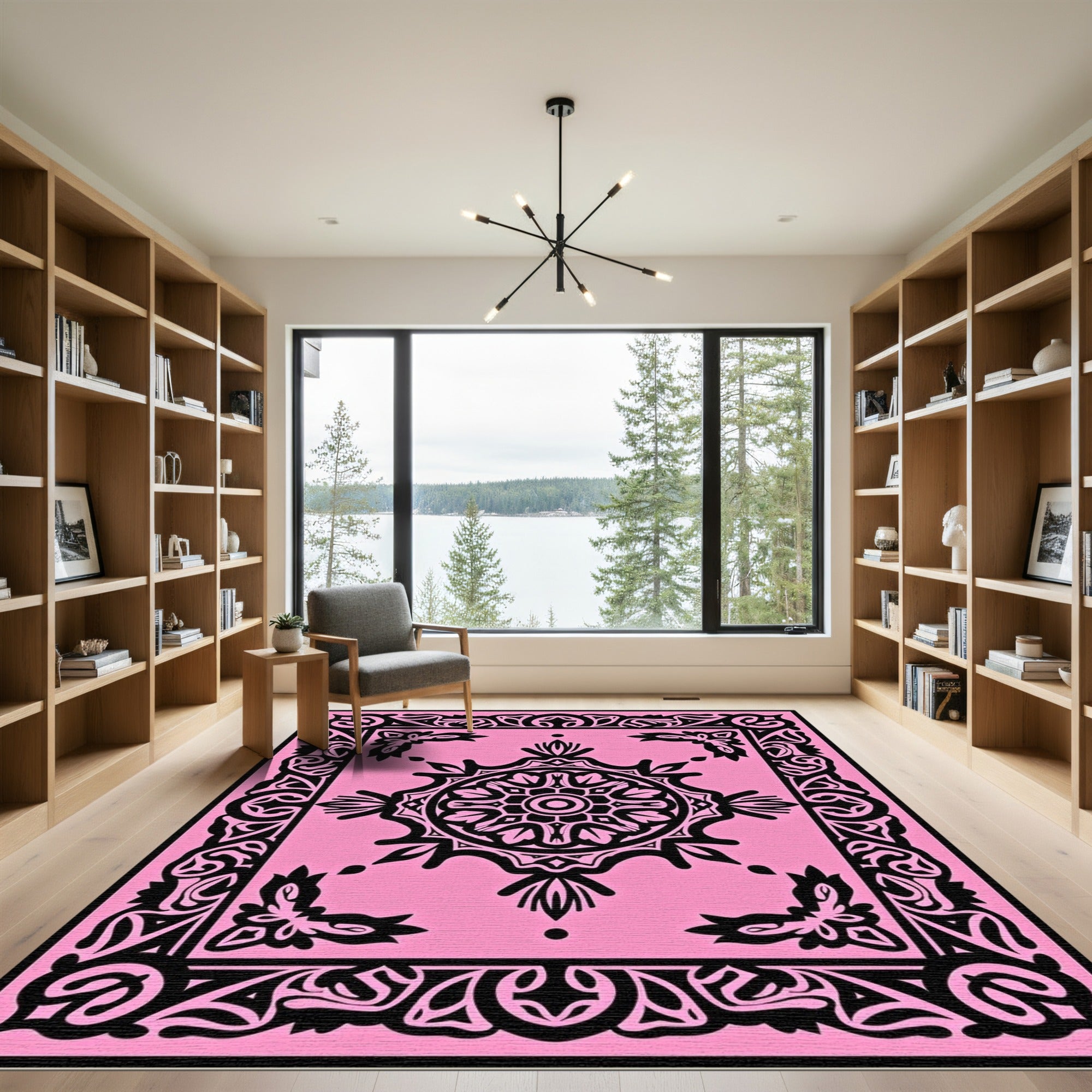 Chic Pink Mandala Filigree Rug
