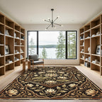 Golden Lotus Hexagon Floral Scroll Rug
