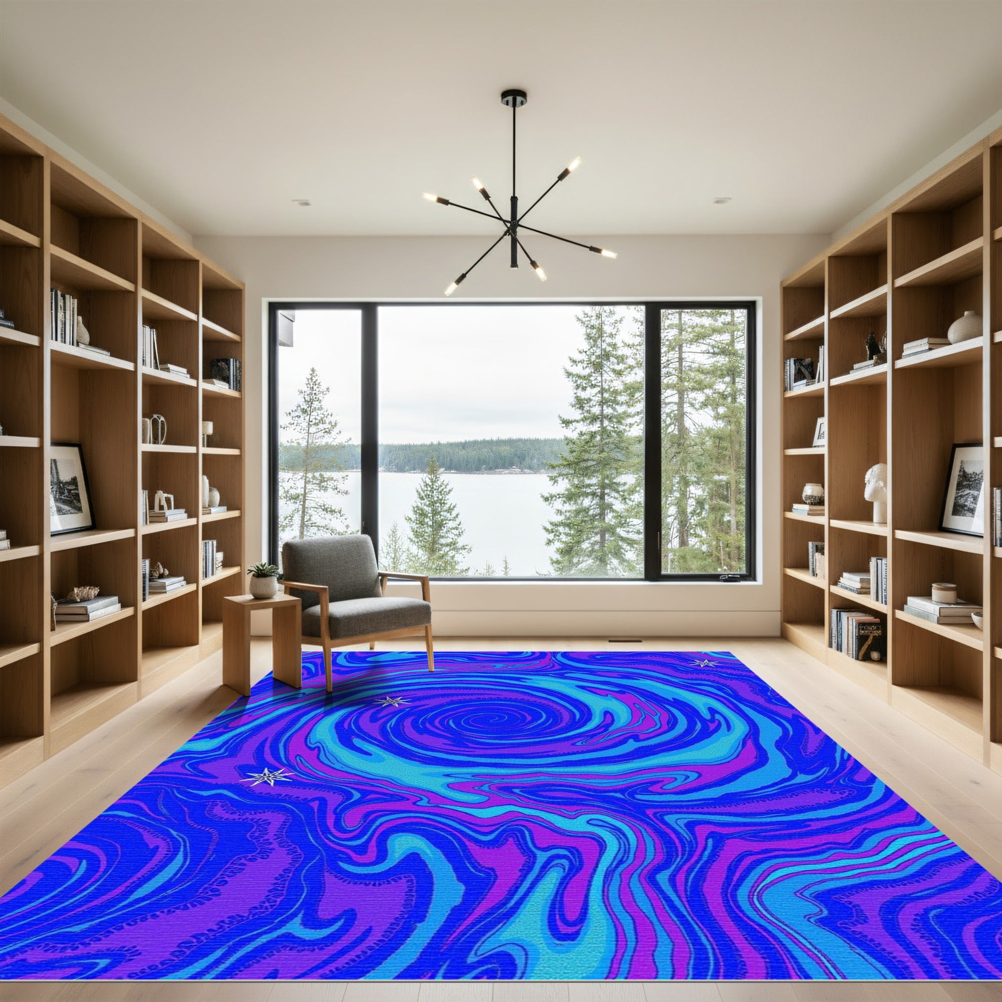 Vibrant Swirl Galaxy Star Rug