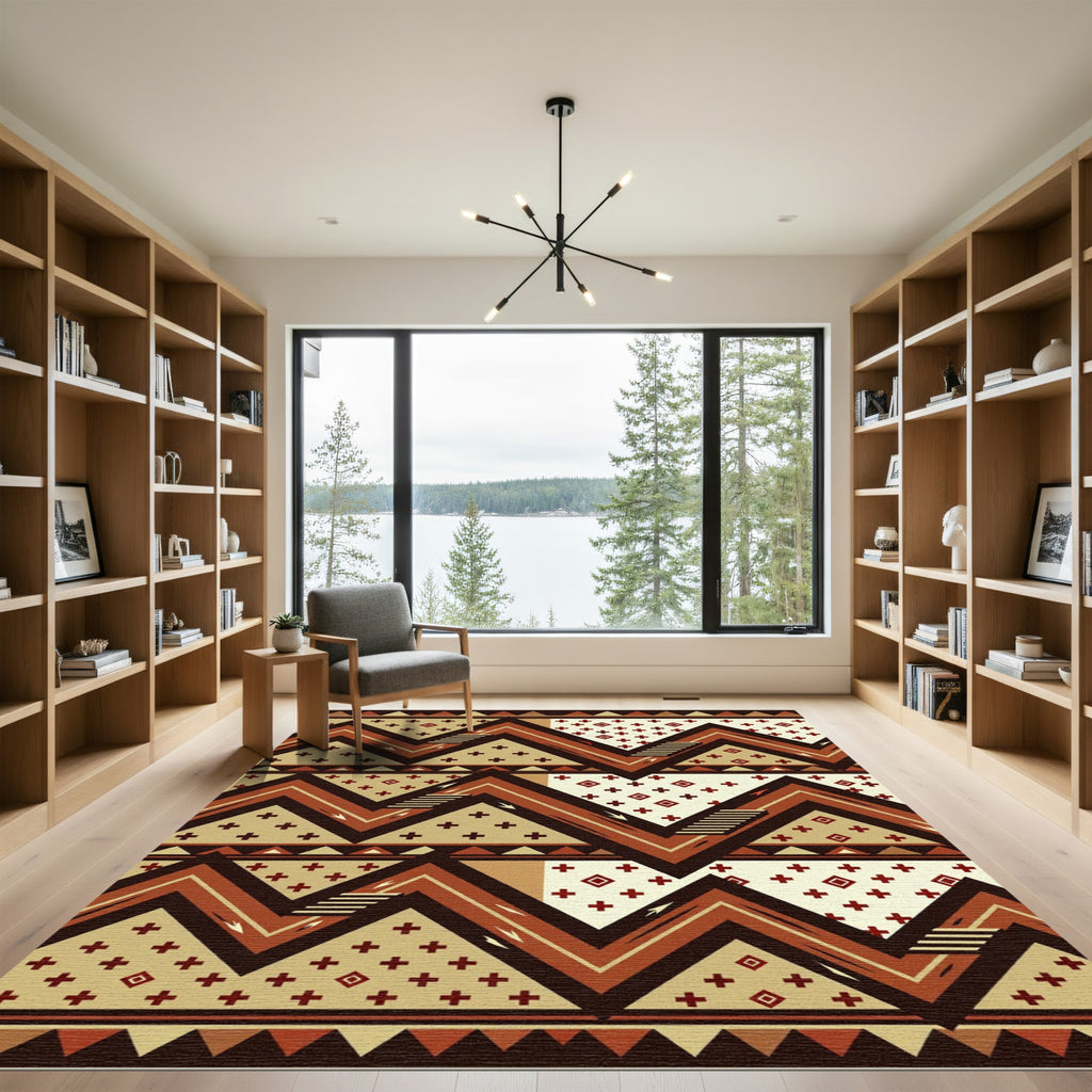 Earth Tone Southwestern Geometric Zigzag Rug