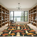 Whimsical Red Mushroom Forest Fungi Rug