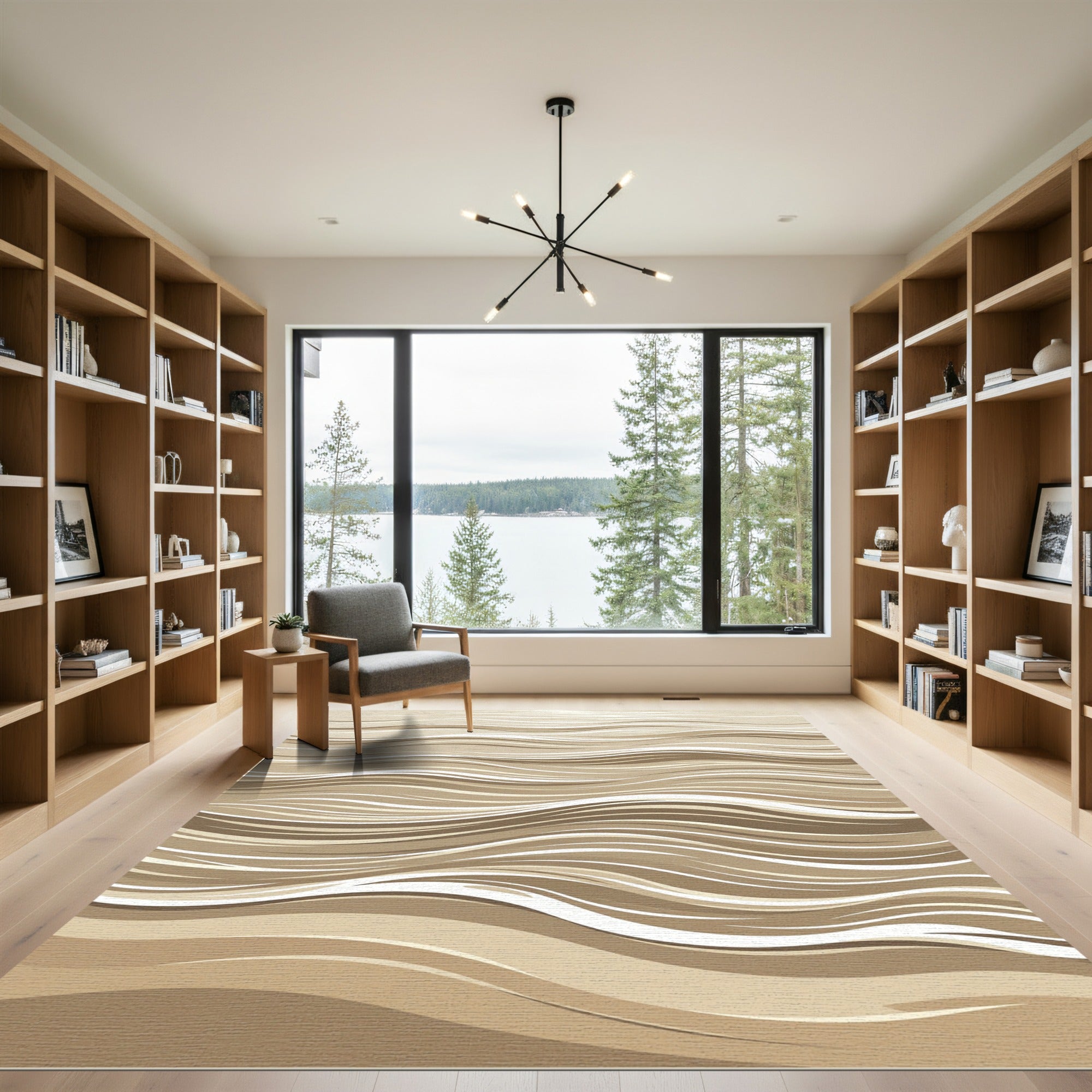 Sandy Cream Wavy Lines Rug