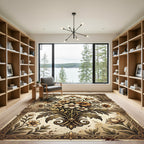 Golden Floral Botanical Sepia Bouquet Rug