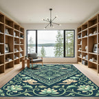 Elegant Jade Lotus Cloud Medallion Rug