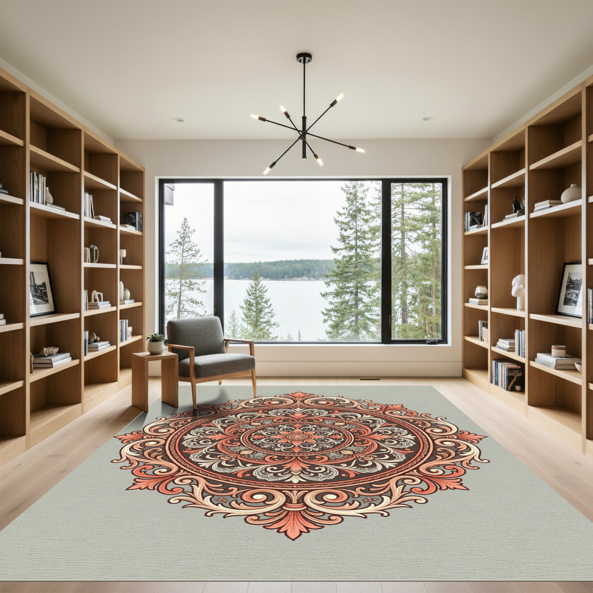 Coral Flourish Medallion Intricate Rug